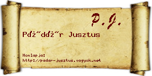 Pádár Jusztus névjegykártya