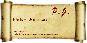 Pádár Jusztus névjegykártya
